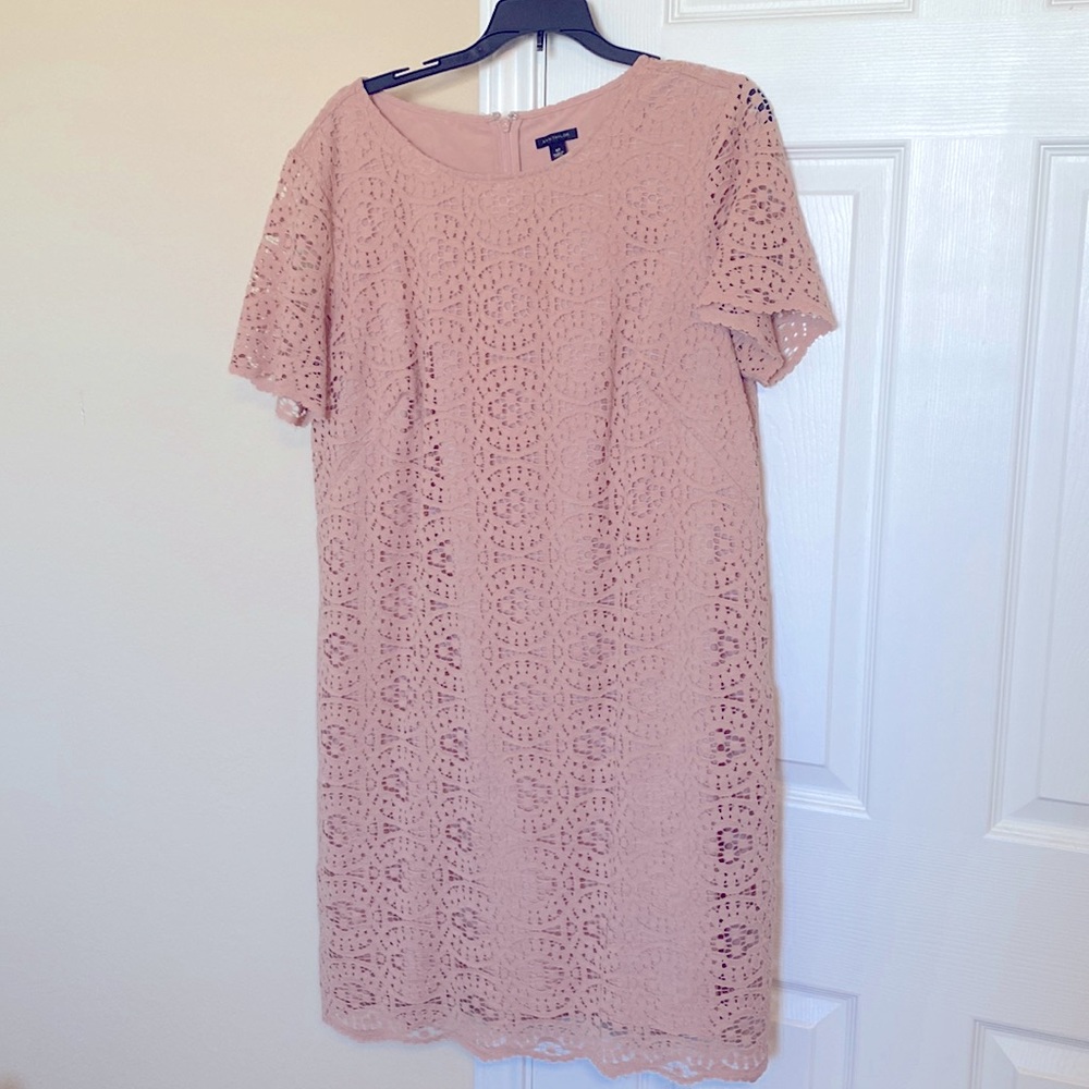 Ann Taylor Mosaic Shift Cocktail Dress Rose Pink Blush